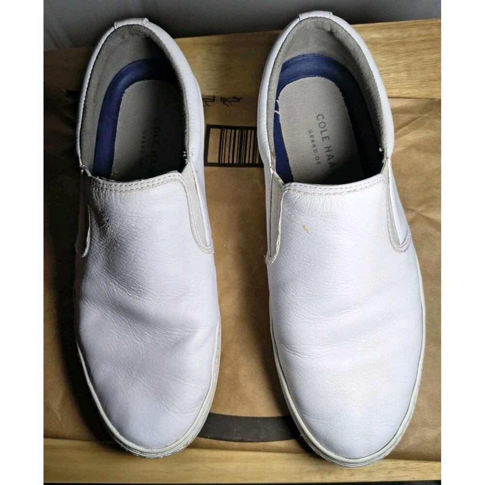 Cole Haan Falmouth Mens White Leather Slip On Sneakers Grand OS Size 10.5M